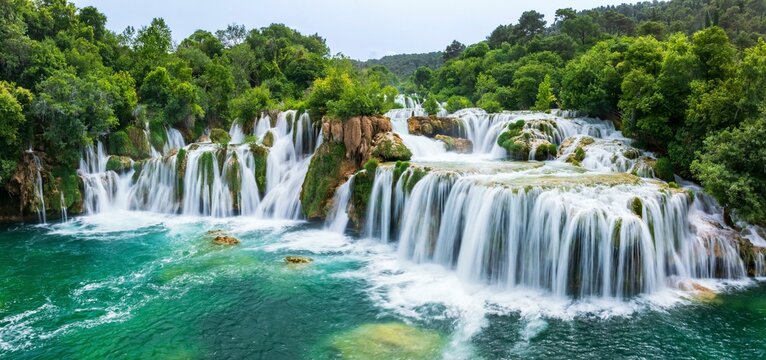 Krka Waterfall, Skradinski Buk, Krka National Park, Dalmatia, Croatia, Europe