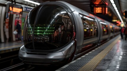 Fototapeta premium Futuristic train station with advanced transportation system