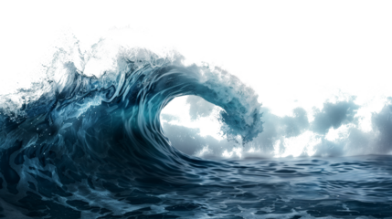Large Ocean Wave Isolated on Transparent Background