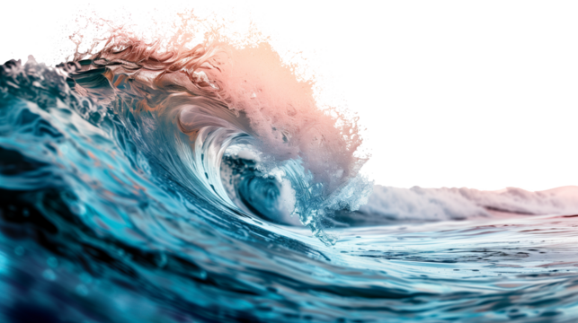 Large Ocean Wave Isolated on Transparent Background