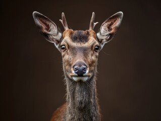 Close-up portrait of a deer with large ears