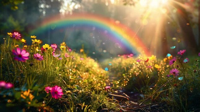 Rainbow Background with Magical Natural Beauty