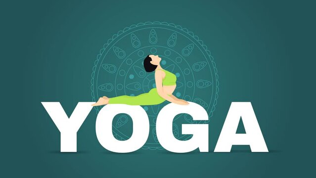 Breathe and Balance, Yoga Day Animation creative concept with flat animation, animated post