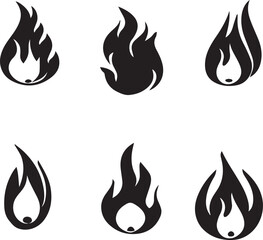 Fire flame icon collection. Fire flame symbol. Bonfire silhouette logotype. Flames symbols set flat style - stock vector.
