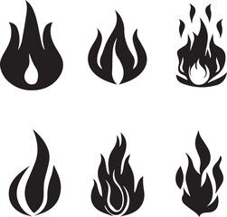Fire flame icon collection. Fire flame symbol. Bonfire silhouette logotype. Flames symbols set flat style - stock vector.