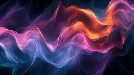 Fototapeta premium Abstract colorful waves of light on a dark background.