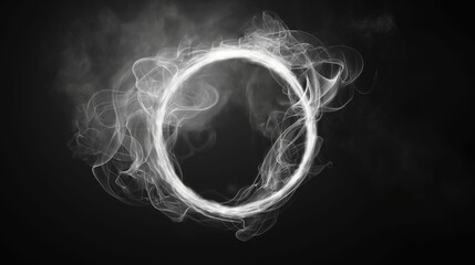Naklejka premium White smoke ring against a black background.