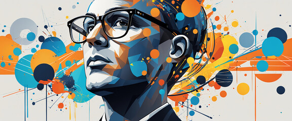 Design art concept abstract contemporary modern background business graphic idea. Work concept art design retro office poster icon hand team success digital ad artwork visual technology research job.	