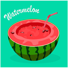 Watermelon with a straw for juice