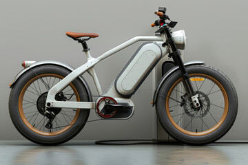 An electric bike parked at a charging station. Concept of eco-friendly transportation solutions. Generative Ai.