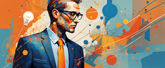 Design art concept abstract contemporary modern background business graphic idea. Work concept art design retro office poster icon hand team success digital ad artwork visual technology research job.	