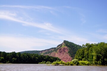 Mountain and river view from the boat