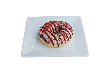 strawberry and chocolate donut isolated on white background