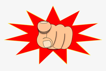 人差し指を真っ直ぐ突き刺す