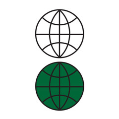 two globe icons with two color choices