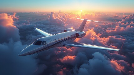 Representation of a private jet in 3D using a 3D render