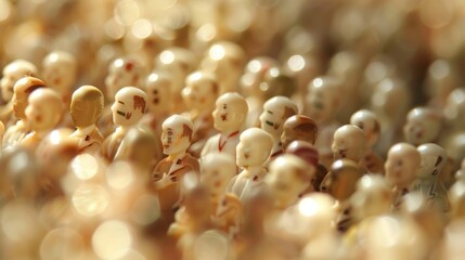 A blurred sea of tiny heads all tilted in anticipation.