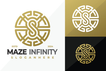 Letter S Maze Infinity logo design vector symbol icon illustration