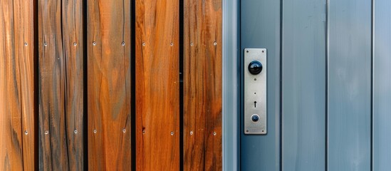 Obraz premium detail of an entrance door to a house with a doorbell with camera