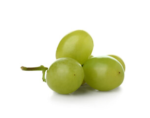 Sweet green grapes on white background