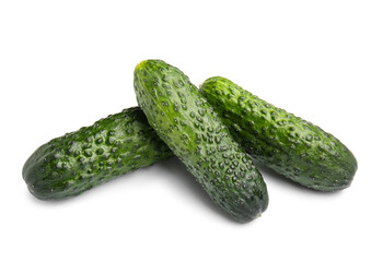 Fresh cucumbers isolated on white background
