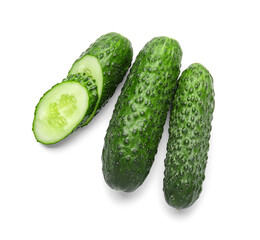 Fresh cucumbers isolated on white background