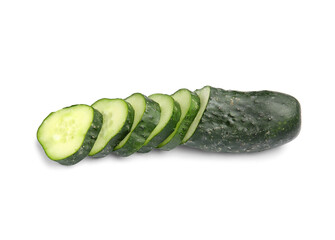 Fresh cut cucumber isolated on white background