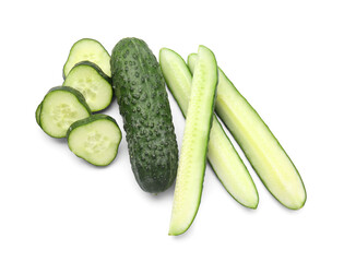 Fresh cucumbers isolated on white background