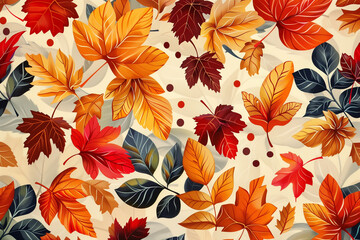 seamless pattern with autumn leaves