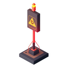 3D illustration of a warning sign with a hazard symbol, emphasizing safety and precaution, isolated on a white background.