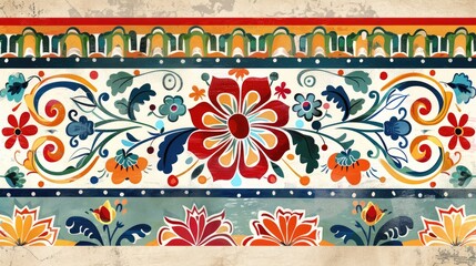 Colorful borders and flower designs with beautifully hand drawn motifs