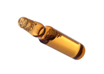 Glass ampoule with liquid isolated on white