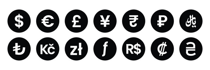 Obraz premium Money currency icon set. Currency exchange icon vector illustration.
