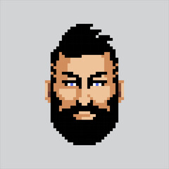 Fototapeta premium Pixel art illustration Bearded Face. Pixelated Beard Hair. Bearded Face Hair Moustache pixelated for the pixel art game and icon for website and video game. old school retro.