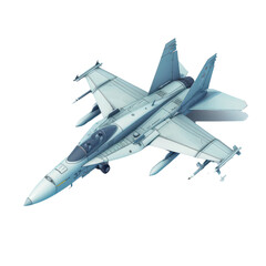 Digital illustration of a military fighter jet in flight, showcasing sleek design and advanced technology. Ideal for aviation and defense themes.