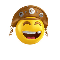 Emoji alegre com chapéu de cangaceiro elemento 3d para festa junina