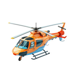 Vibrant orange helicopter illustration with detailed design, perfect for aviation-themed projects or educational materials.