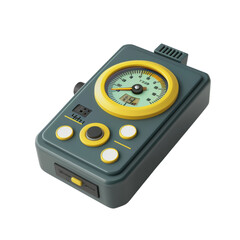 Vintage retro gadget with dials and buttons, isolated on white background. Ideal for technology and electronics themes.