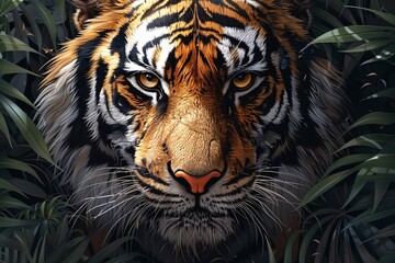 Majestic tiger depicted in its environment.