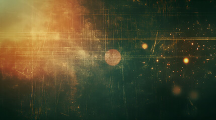 Fototapeta premium Retro film overlay background with scratches, dust, and colorful light leaks, set against a dark background, aged look, ideal for use as an overlay in Photoshop