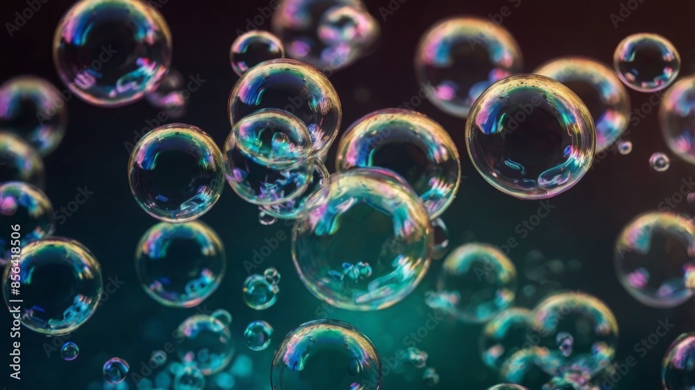 Poster soap bubbles abstract light illumination
