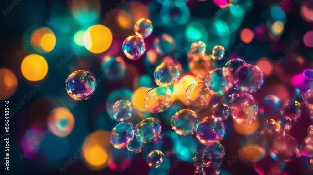Poster soap bubbles abstract light illumination