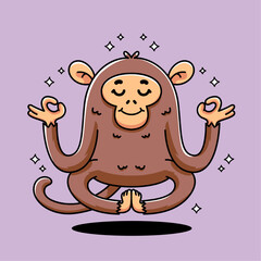 Cartoon yoga monkey