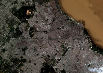 High resolution satellite image of Buenos Aires in Argentina - contains modified CBERS4A Data (2024)