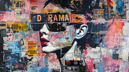 Fototapeta premium Portrait of a woman, DREAM QUEEN, Graffiti on the streets of London Town, abstract art on a wall, 