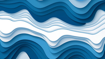 Abstract Layered Waves in Blue and White Tones Background
