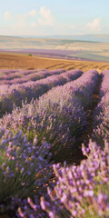 Obraz premium Campo de Flores de Lavanda Roxa Vibrante