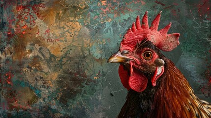 Fototapeta premium A hen glancing behind