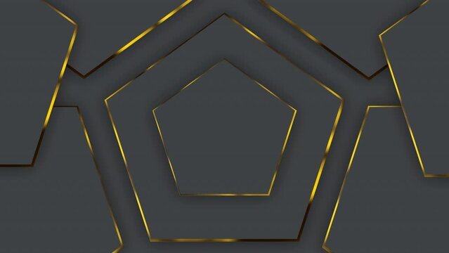  Polygon geometric luxury gold black with grey background, 4k resolution, polygon object.