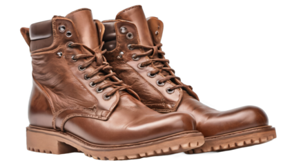 brown leather boots isolated on white background , transparent png image